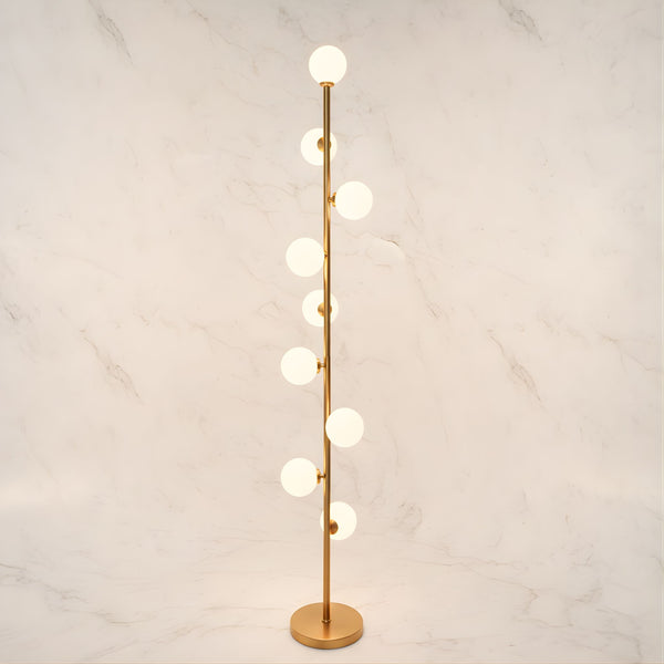 Zaevia Cascading Globe Floor Lamp 9 Light Frosted Opal Mid Century Modern Standing Light - Floor lamp | Zaevia