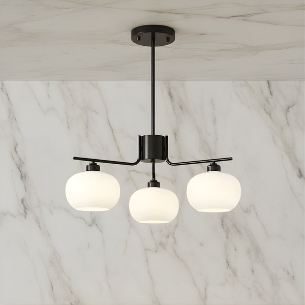 Zaevia Frosted Globe Chandelier Mid Century Modern Silhouette - | Zaevia