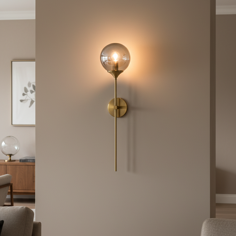 Single Globe Vertical Wall Light Fixture