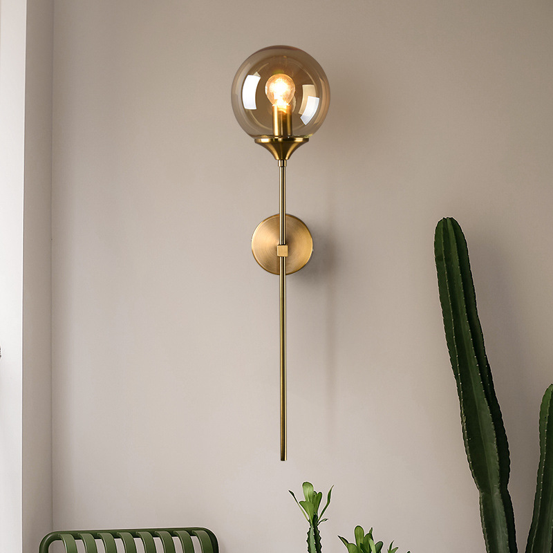 Single Globe Vertical Wall Light Fixture
