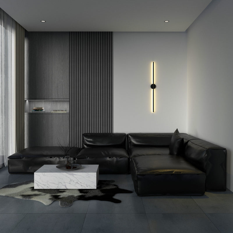 Slim Vertical Black LED Wall Light Fixture