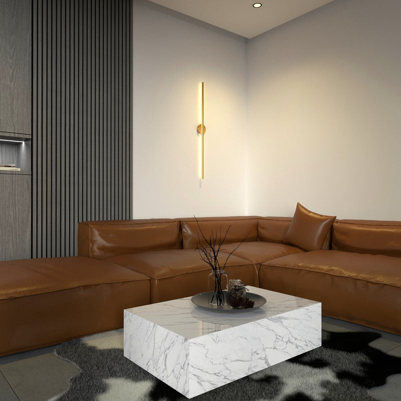 Slim Vertical Black LED Wall Light Fixture