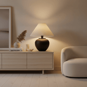 Zaevia Kaito Matte Black Ceramic Table Lamp - Table Lamp | Zaevia