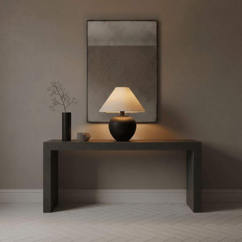 Zaevia Kaito Matte Black Ceramic Table Lamp - Table Lamp | Zaevia