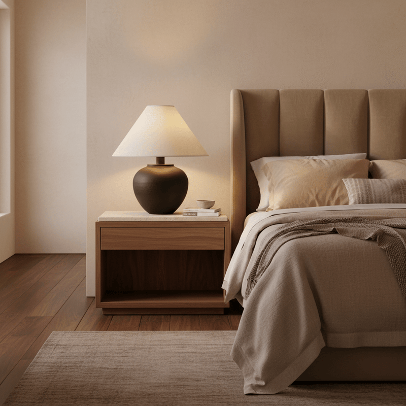 Zaevia Kaito Matte Black Ceramic Table Lamp - Table Lamp | Zaevia