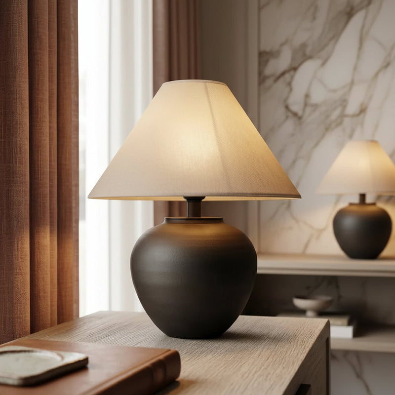 Zaevia Kaito Matte Black Ceramic Table Lamp - Table Lamp | Zaevia