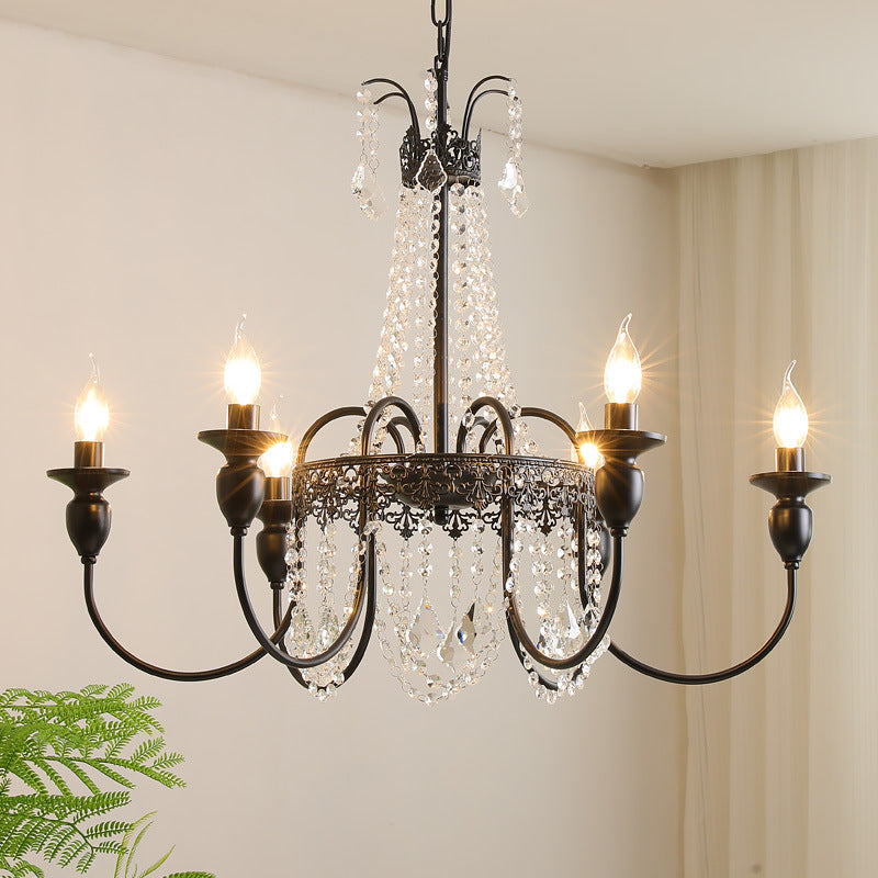 Black Metal Crystal Drop Chandelier