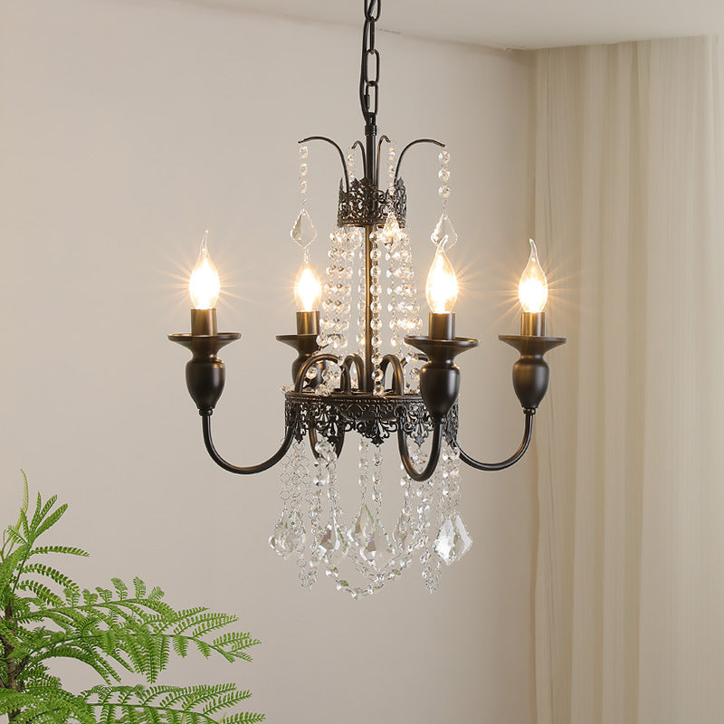 Black Metal Crystal Drop Chandelier