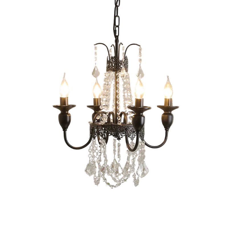 Black Metal Crystal Drop Chandelier