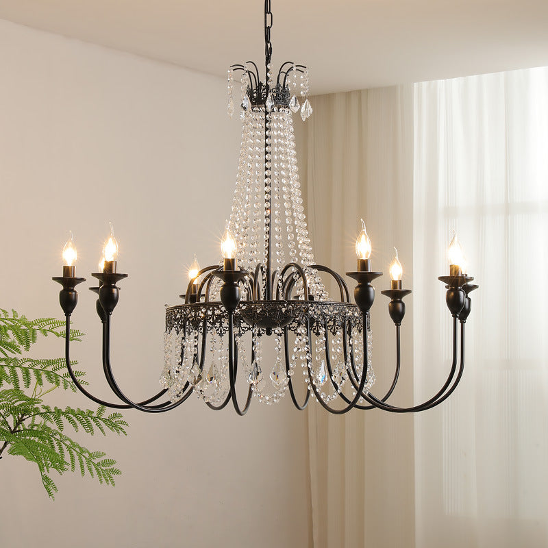 Black Metal Crystal Drop Chandelier