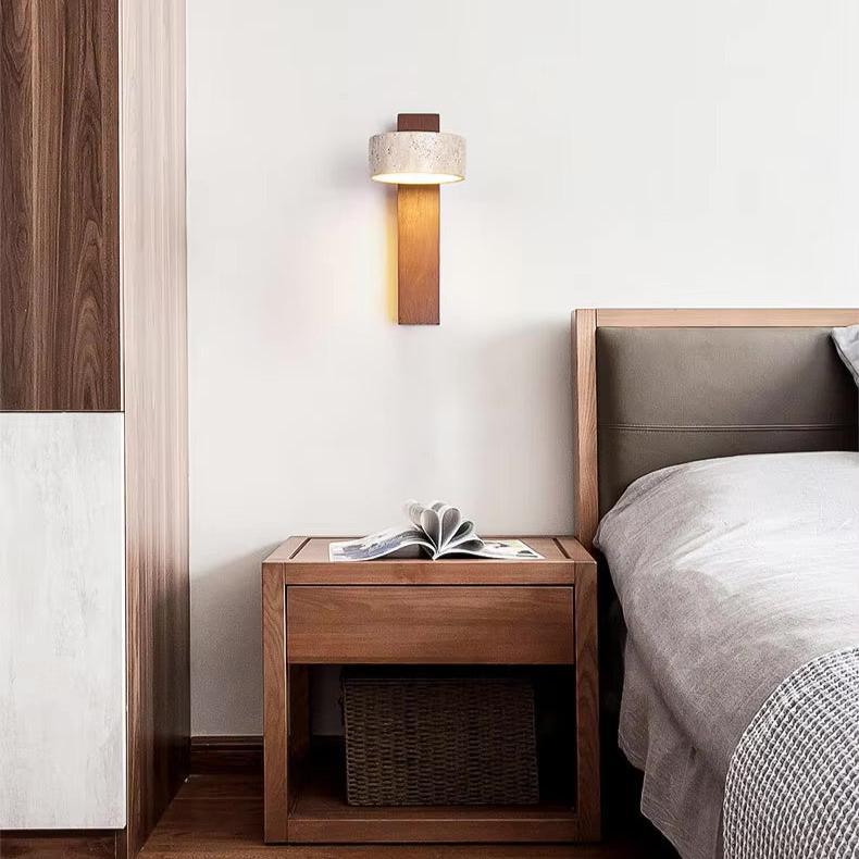 Amanda Rotatable Marble & Wood Wall Sconce
