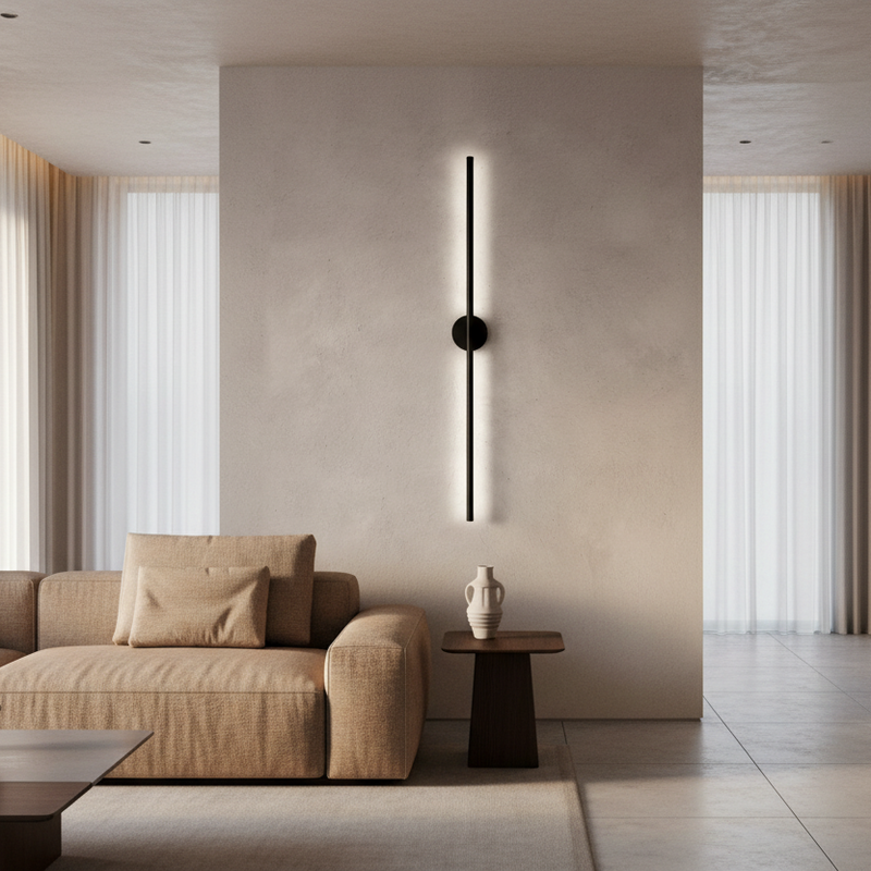 Slim Vertical Black LED Wall Light Fixture