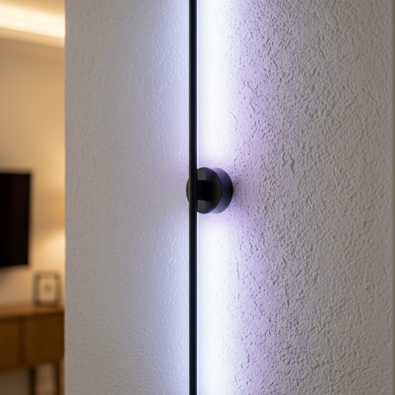 Slim Vertical Black LED Wall Light Fixture