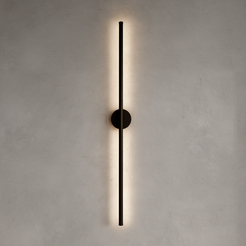 Slim Vertical Black LED Wall Light Fixture