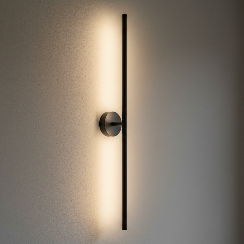 Slim Vertical Black LED Wall Light Fixture