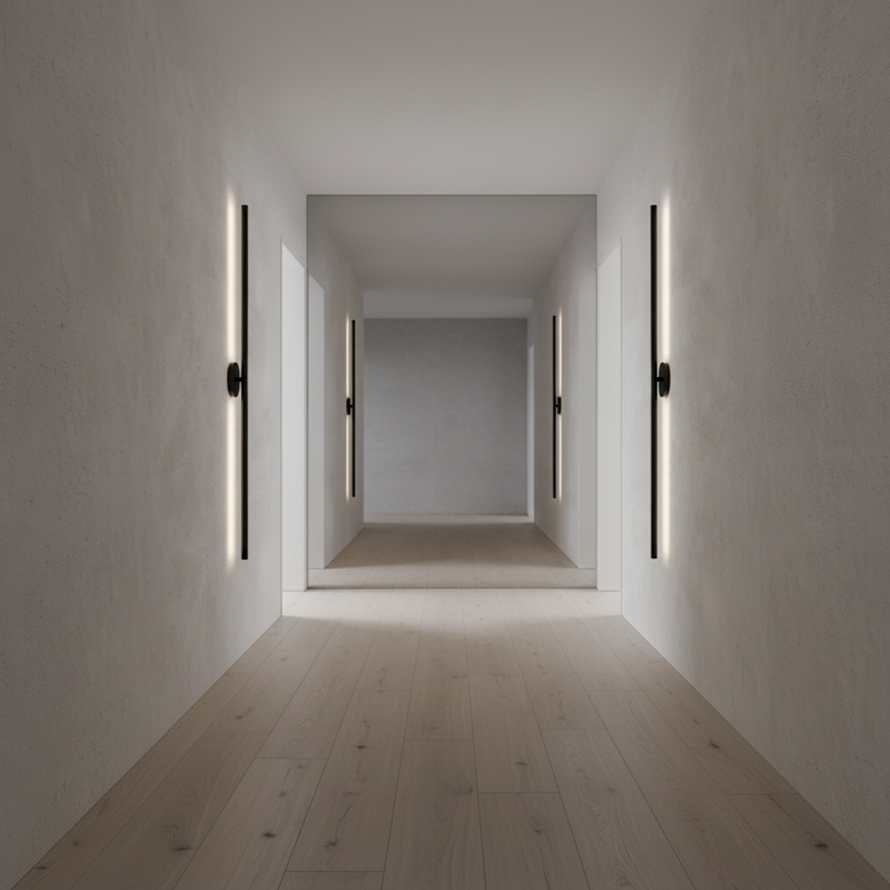 Slim Vertical Black LED Wall Light Fixture