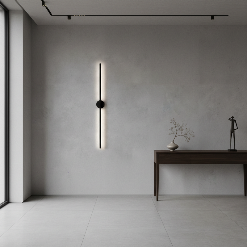 Slim Vertical Black LED Wall Light Fixture
