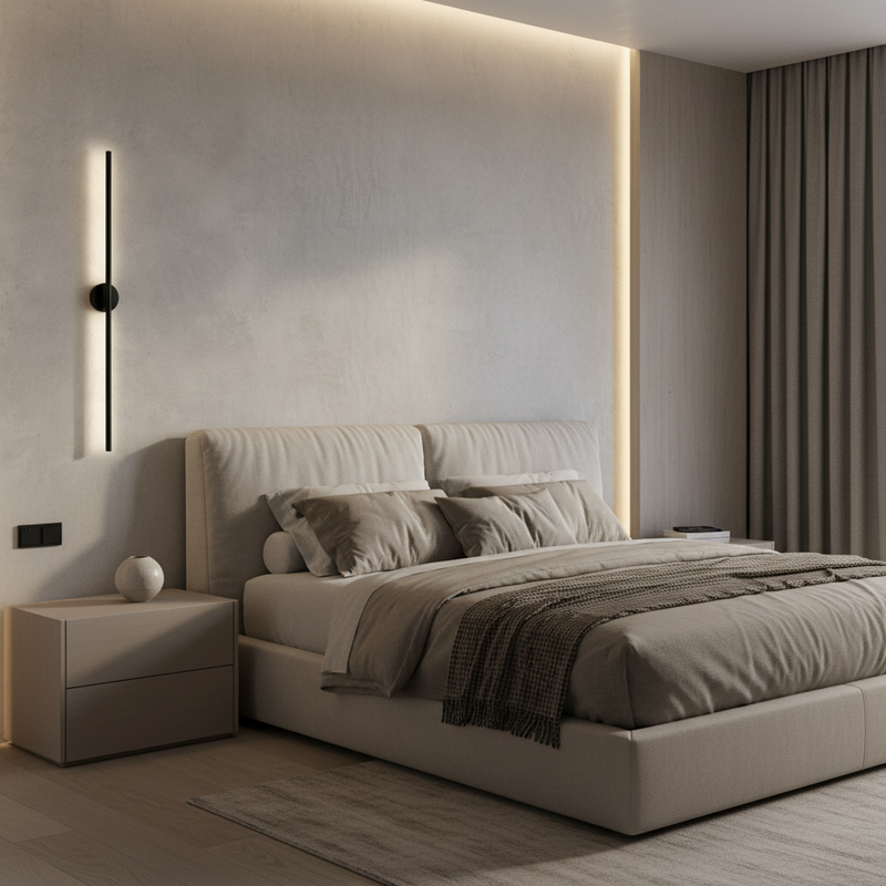 Slim Vertical Black LED Wall Light Fixture