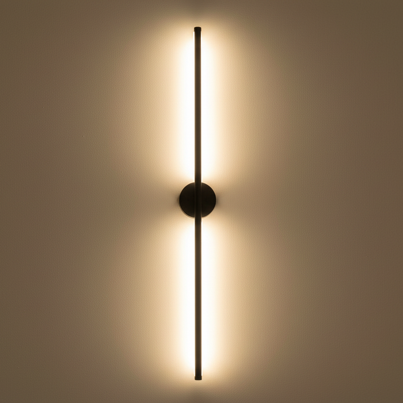 Slim Vertical Black LED Wall Light Fixture