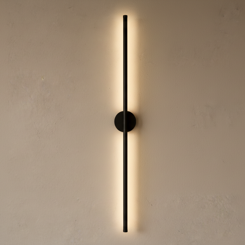 Slim Vertical Black LED Wall Light Fixture