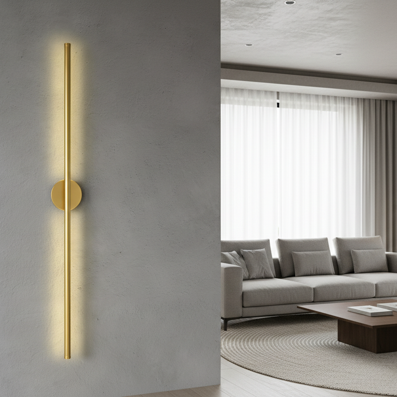 Slim Vertical Black LED Wall Light Fixture