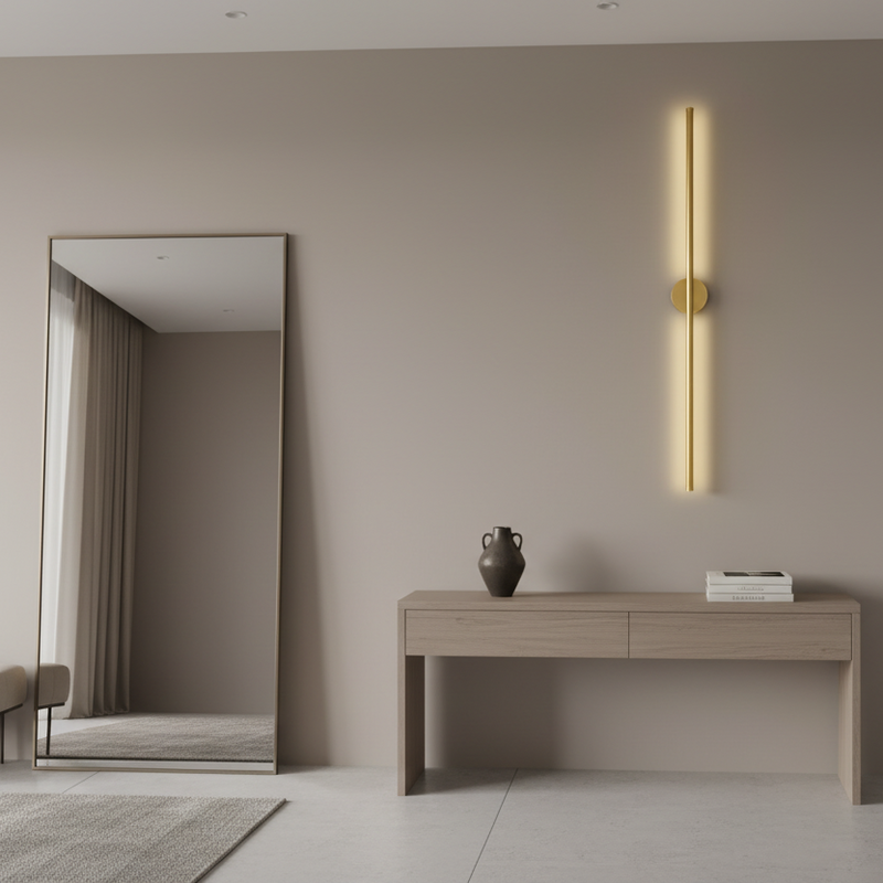 Slim Vertical Black LED Wall Light Fixture