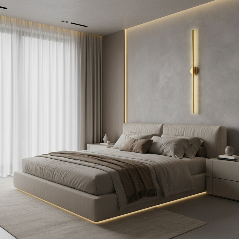 Slim Vertical Black LED Wall Light Fixture