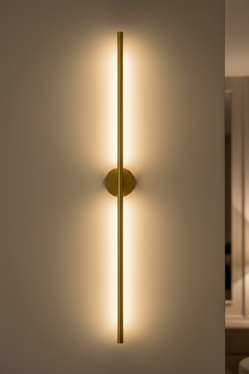 Slim Vertical Black LED Wall Light Fixture