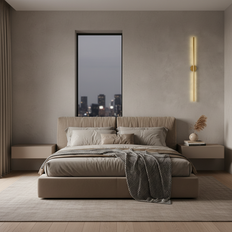 Slim Vertical Black LED Wall Light Fixture