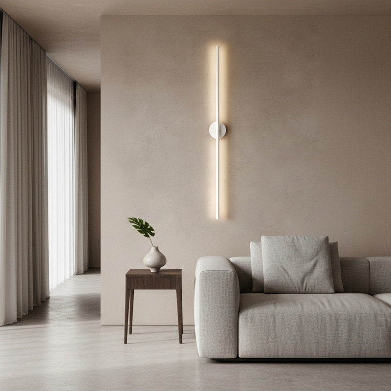 Slim Vertical Black LED Wall Light Fixture