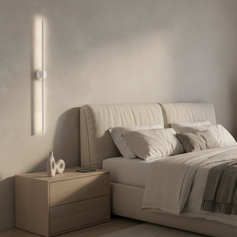 Slim Vertical Black LED Wall Light Fixture