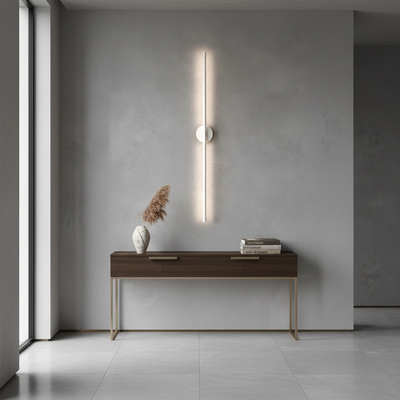 Slim Vertical Black LED Wall Light Fixture