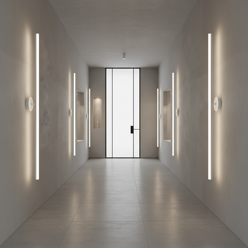 Slim Vertical Black LED Wall Light Fixture