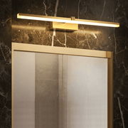 Zaevia Aari Linear Vanity Light: Japandi Solid Wood & Gold LED Bar - Wall Light | Zaevia
