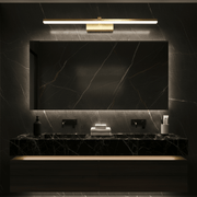 Zaevia Aari Linear Vanity Light: Japandi Solid Wood & Gold LED Bar - Wall Light | Zaevia