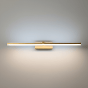 Zaevia Aari Linear Vanity Light: Japandi Solid Wood & Gold LED Bar - Wall Light | Zaevia