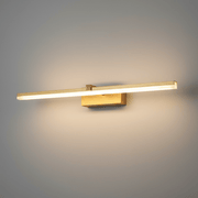 Zaevia Aari Linear Vanity Light: Japandi Solid Wood & Gold LED Bar - Wall Light | Zaevia