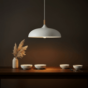 Zaevia Aero Dome: Japandi Wood Accent Pendant Light - Pendant Light | Zaevia