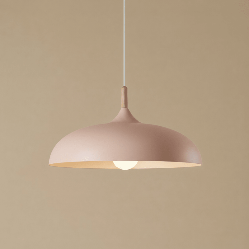 Zaevia Aero Dome: Japandi Wood Accent Pendant Light - Pendant Light | Zaevia