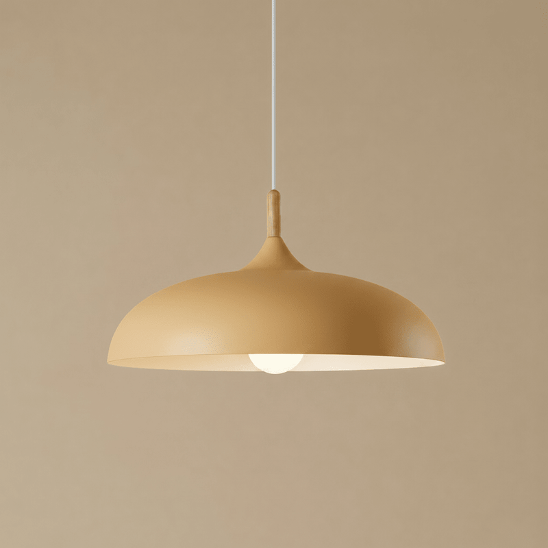 Zaevia Aero Dome: Japandi Wood Accent Pendant Light - Pendant Light | Zaevia