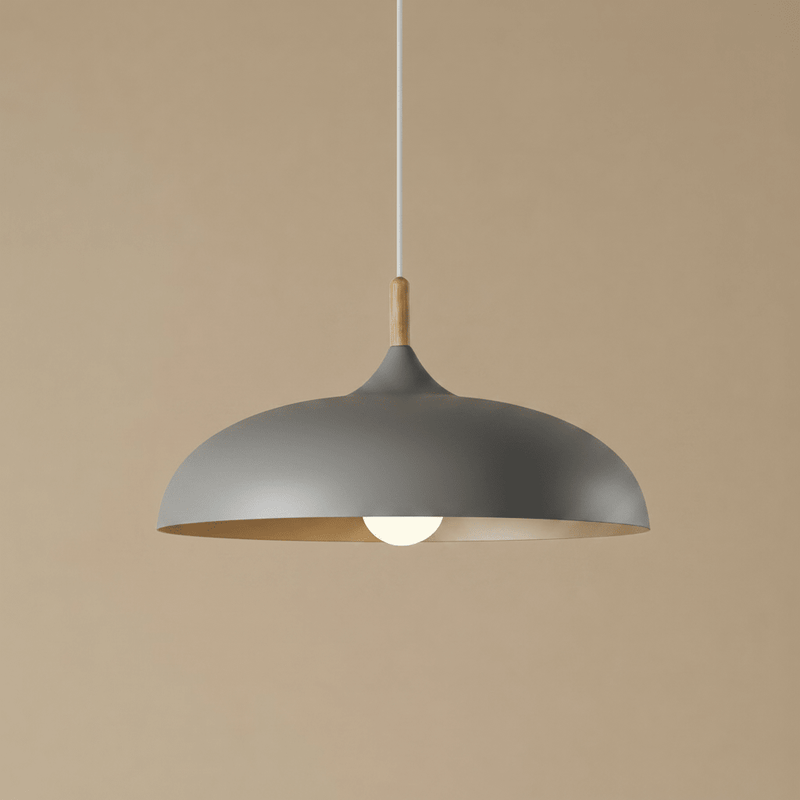 Zaevia Aero Dome: Japandi Wood Accent Pendant Light - Pendant Light | Zaevia