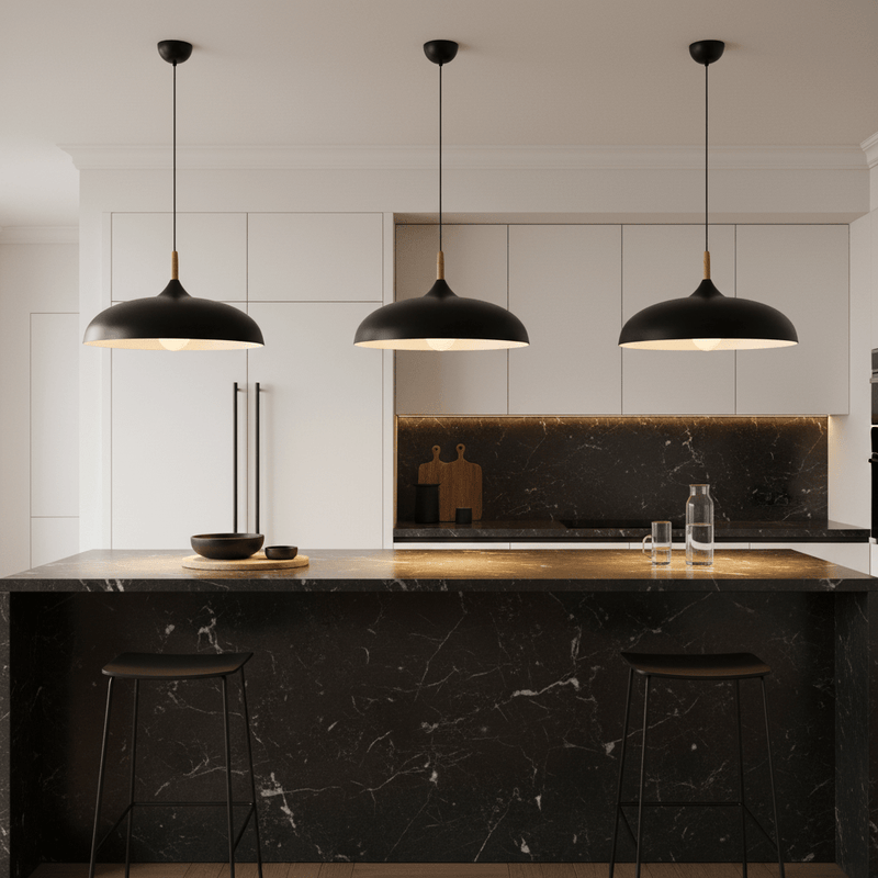 Zaevia Aero Dome: Japandi Wood Accent Pendant Light - Pendant Light | Zaevia