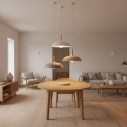 Zaevia Aero Dome: Japandi Wood Accent Pendant Light - Pendant Light | Zaevia