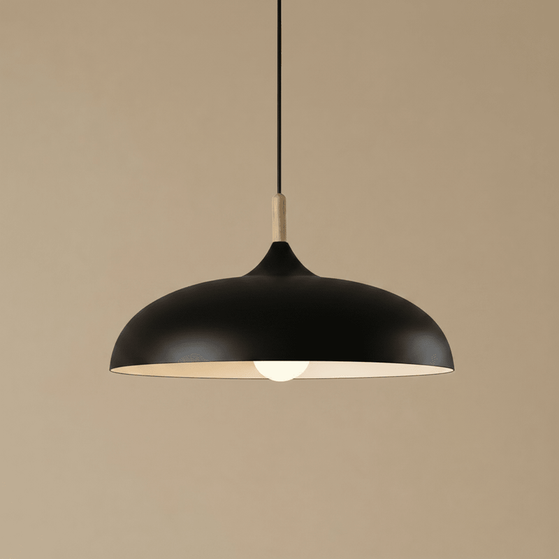 Zaevia Aero Dome: Japandi Wood Accent Pendant Light - Pendant Light | Zaevia