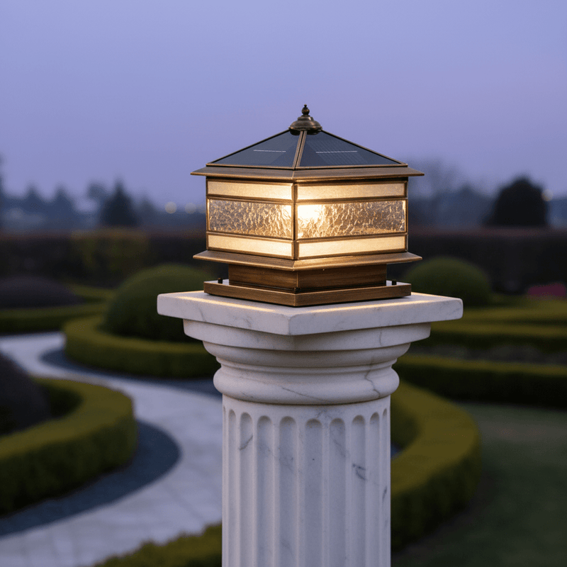 Aethel Brass Pillar Post Light - Lighting > Outdoor Lighting > Outdoor Post Lights > Pillar Lights | Zaevia