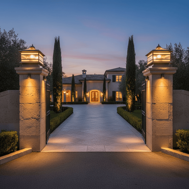 Aethel Brass Pillar Post Light - Lighting > Outdoor Lighting > Outdoor Post Lights > Pillar Lights | Zaevia
