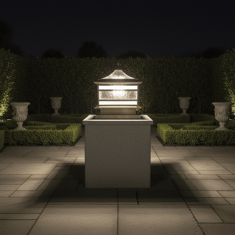 Aethel Brass Pillar Post Light - Lighting > Outdoor Lighting > Outdoor Post Lights > Pillar Lights | Zaevia
