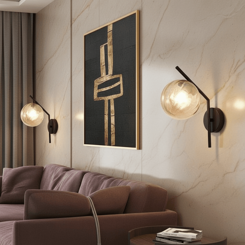 Zaevia Aleta Mid - Century Glass Globe Wall Sconce - Wall Light | Zaevia