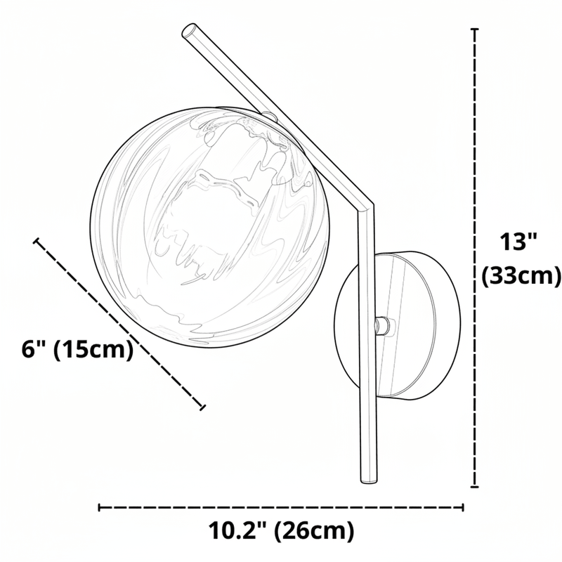 Zaevia Aleta Mid - Century Glass Globe Wall Sconce - Wall Light | Zaevia