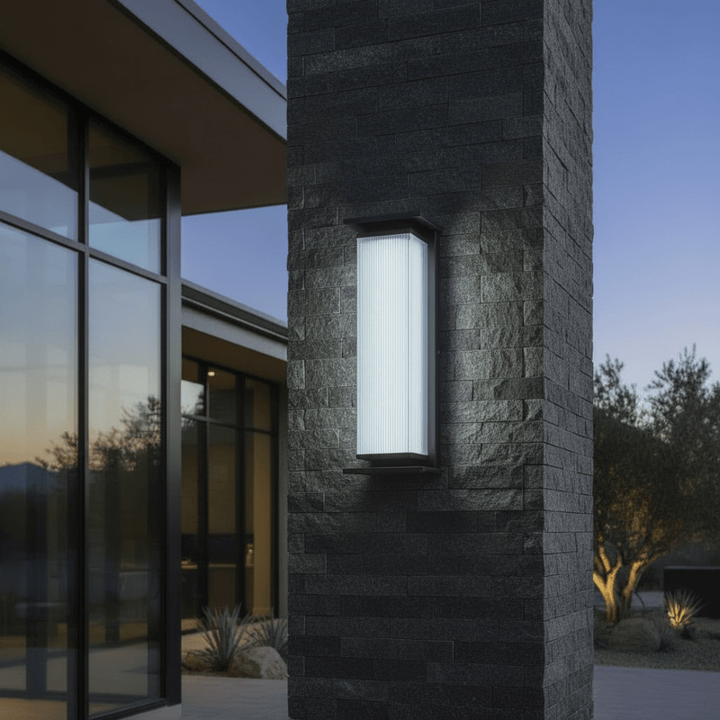 Alistair Architectural Fluted Solar Outdoor Sconce - Wall Light | Zaevia